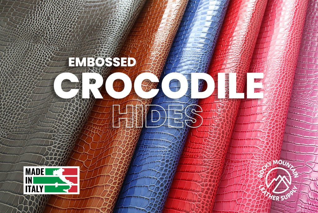 Stone Embossed Gator Italian Leather Cowhide Partials. popular Leather Hides. DD2670