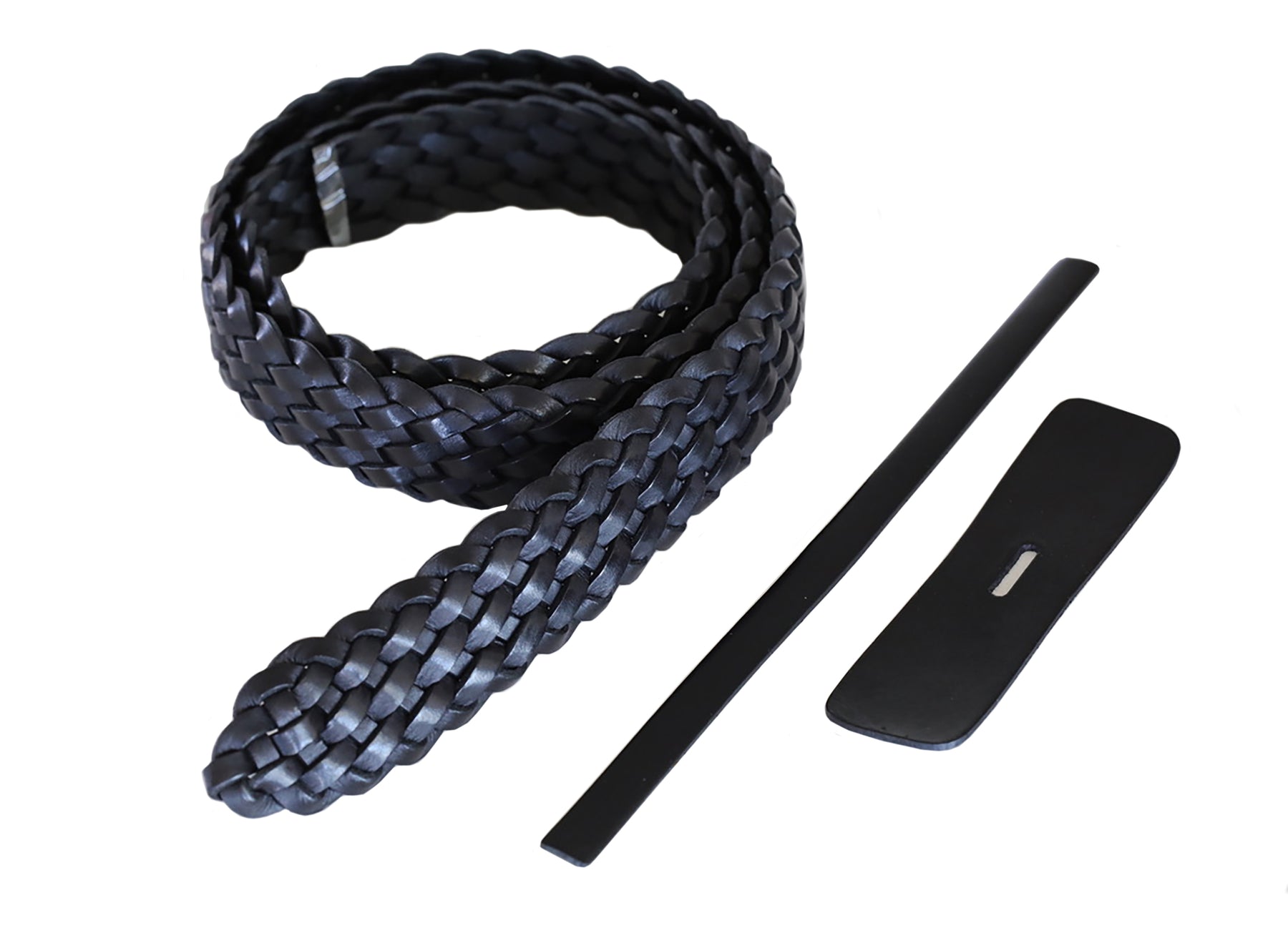 Premium Braided Leather Belt Kit (Black Veg Tan) - 1.5 (38mm)